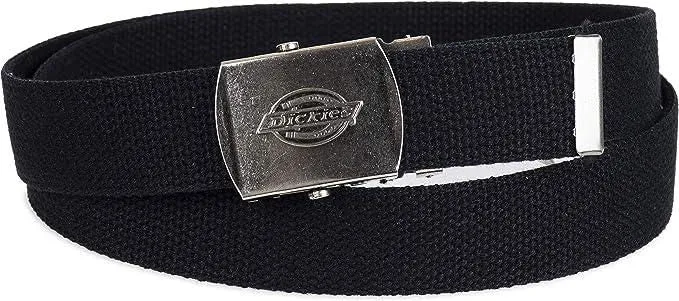 1 1/4 Cotton Web Belt with Military Logo Buckle - Black