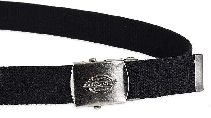 1 1/4 Cotton Web Belt with Military Logo Buckle - Black