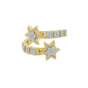 10K GOLD ROUND DIAMOND OPEN DOUBLE STAR RING 0.73 CT