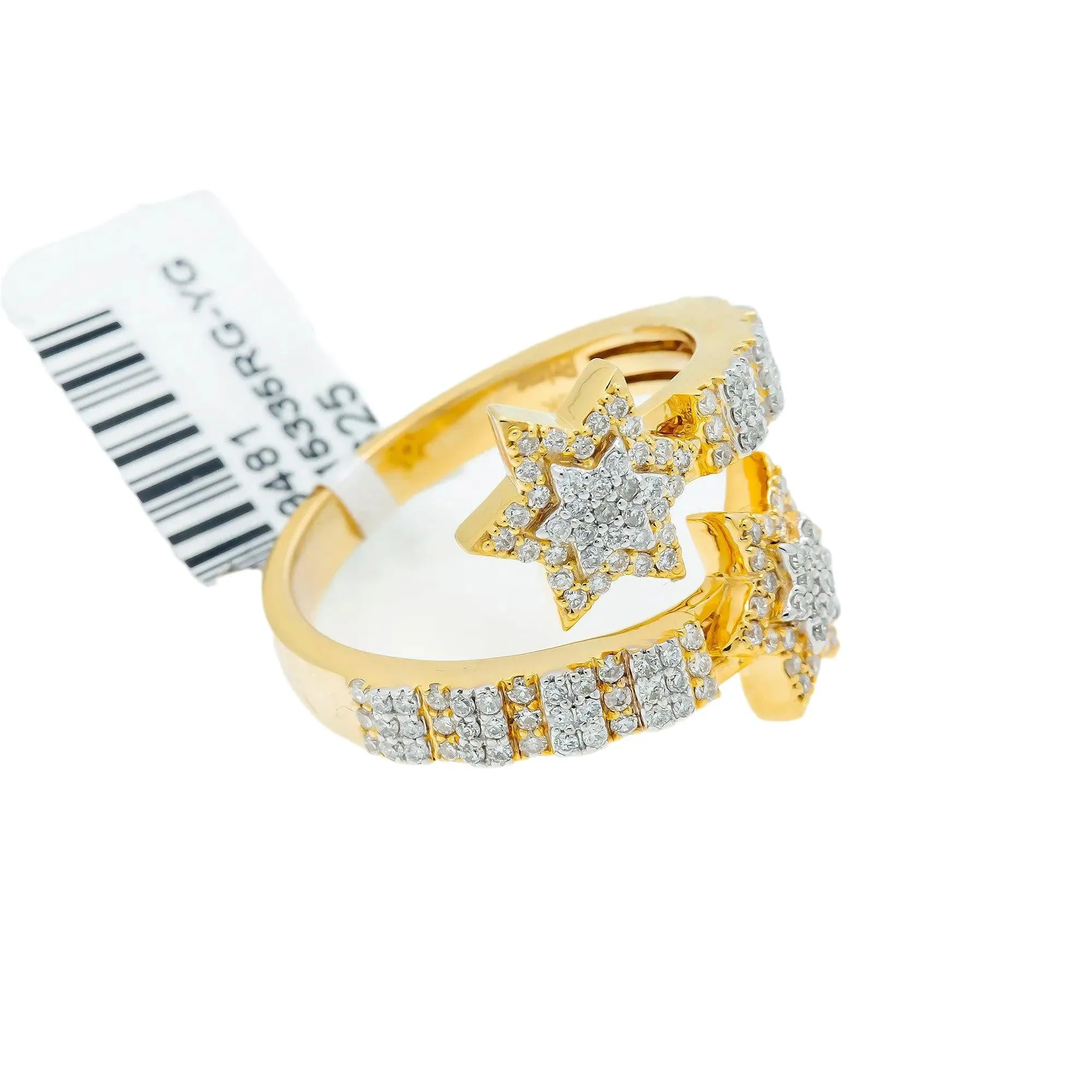 10K GOLD ROUND DIAMOND OPEN DOUBLE STAR RING 0.73 CT