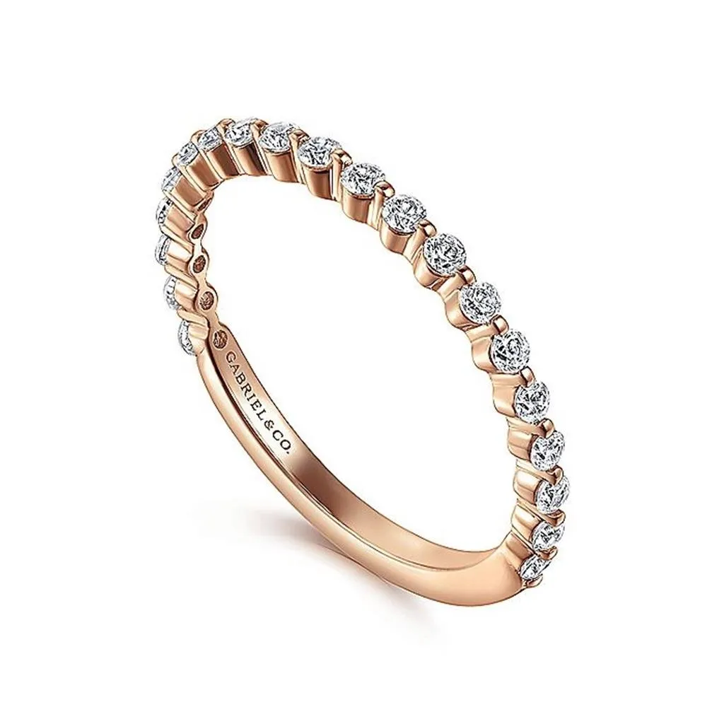 14K Rose Gold Single Prong Diamond Anniversary Band