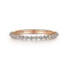 14K Rose Gold Single Prong Diamond Anniversary Band