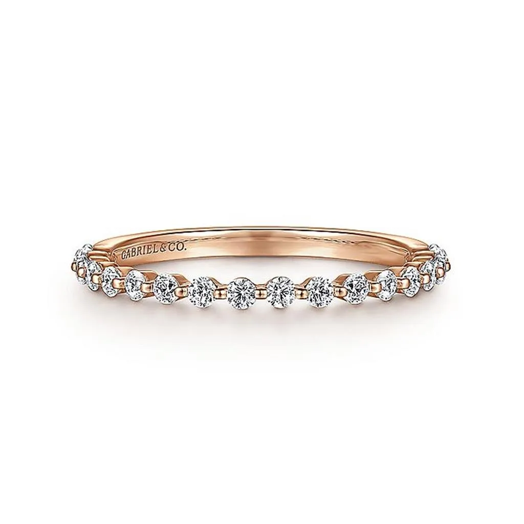 14K Rose Gold Single Prong Diamond Anniversary Band