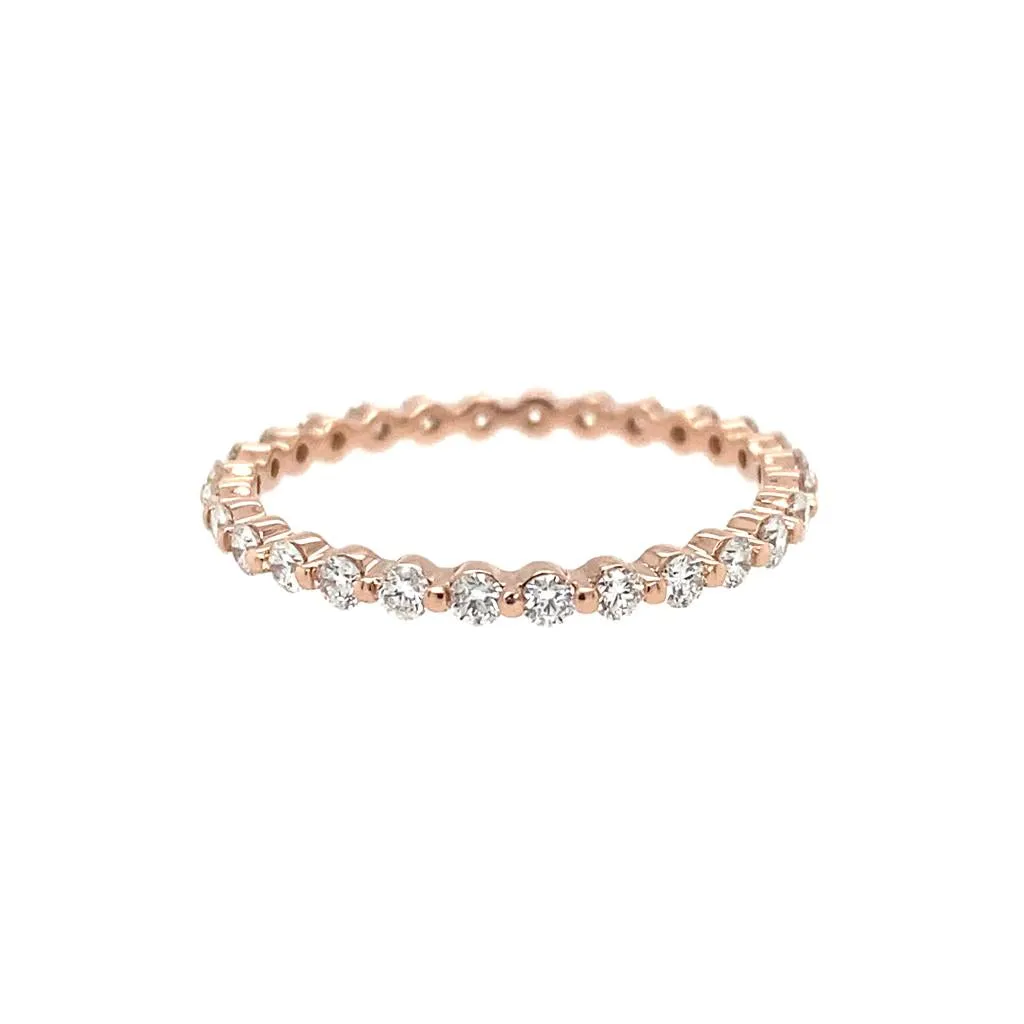 14K Rose Gold Single Prong Diamond Eternity Band