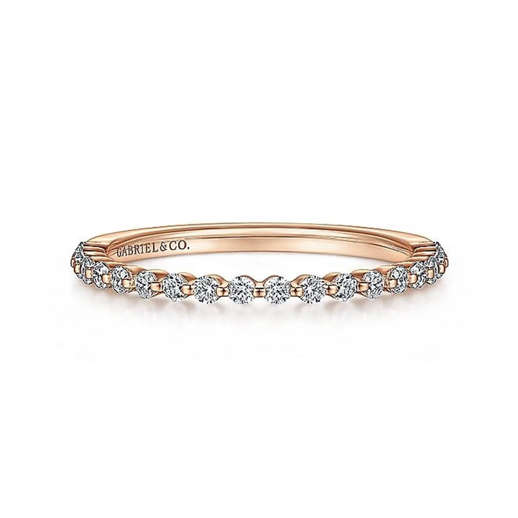 14K Rose Gold Single Prong Diamond Half Anniversary Band