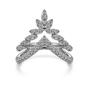 14K White Gold Diamond Chevron Ring