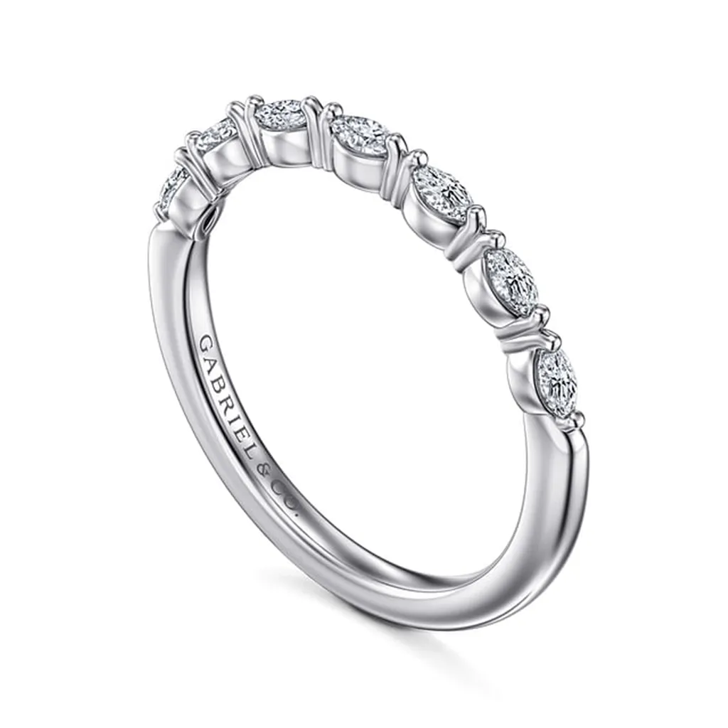 14K White Gold Single Prong Set Marquise Diamond Ring