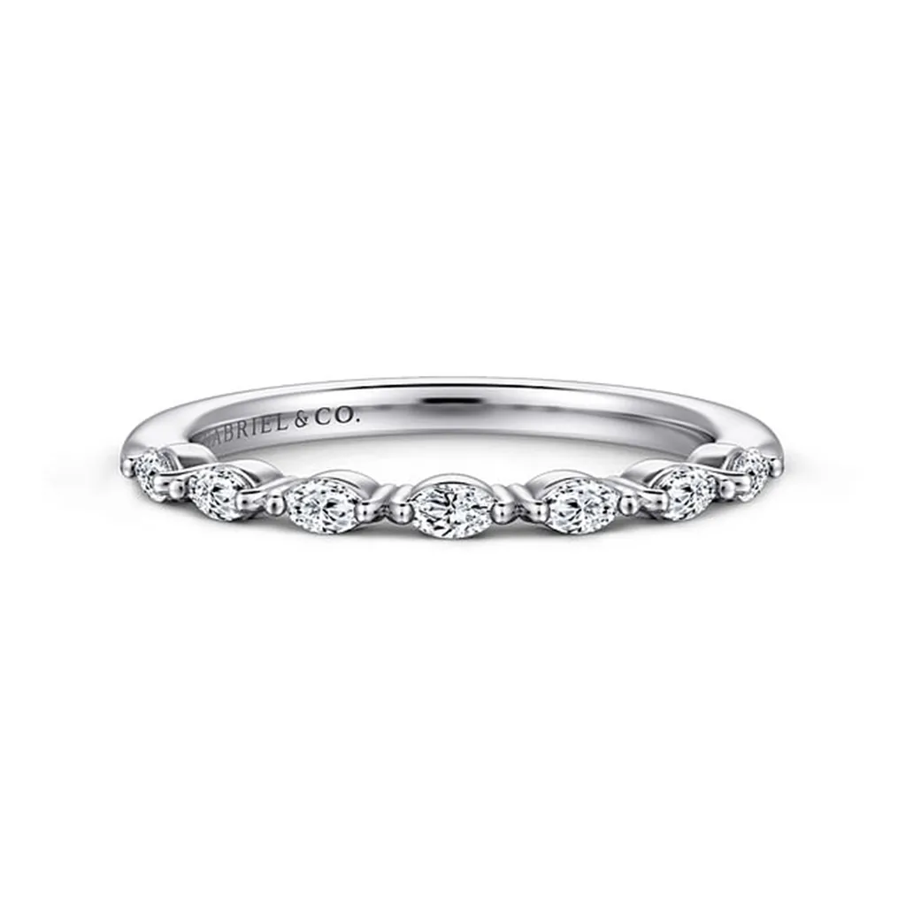 14K White Gold Single Prong Set Marquise Diamond Ring