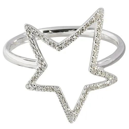 14K White Gold Star Ring with 0.17 ct. t.w. Diamonds