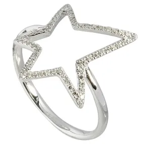 14K White Gold Star Ring with 0.17 ct. t.w. Diamonds