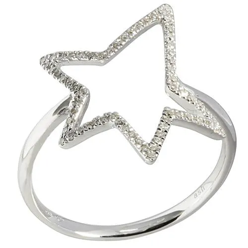 14K White Gold Star Ring with 0.17 ct. t.w. Diamonds