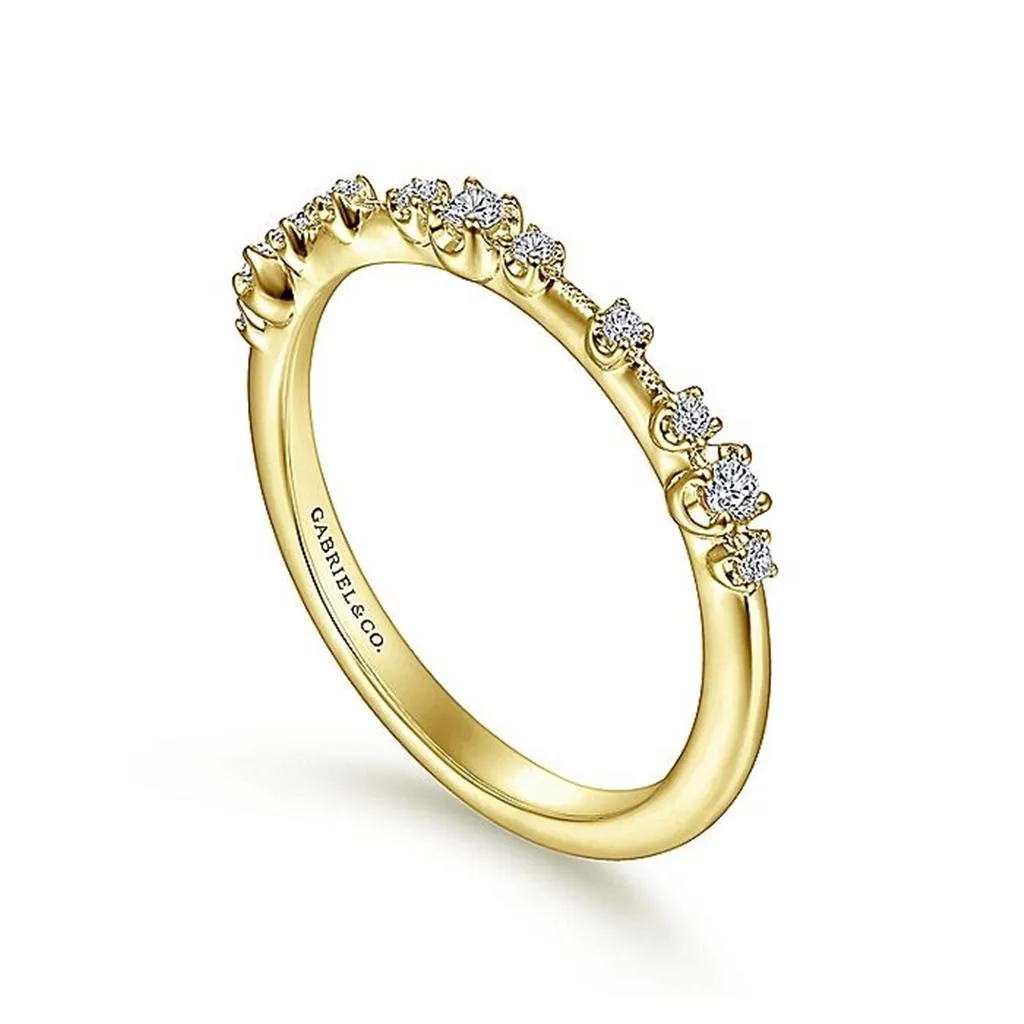 14K Yellow Gold Delicate Diamond Wedding Band