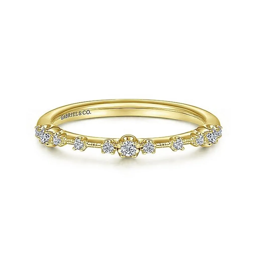 14K Yellow Gold Delicate Diamond Wedding Band