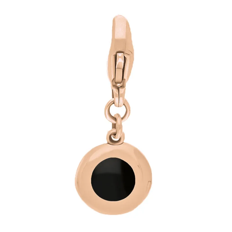 18ct Rose Gold Whitby Jet Round Shaped Star Clip Charm