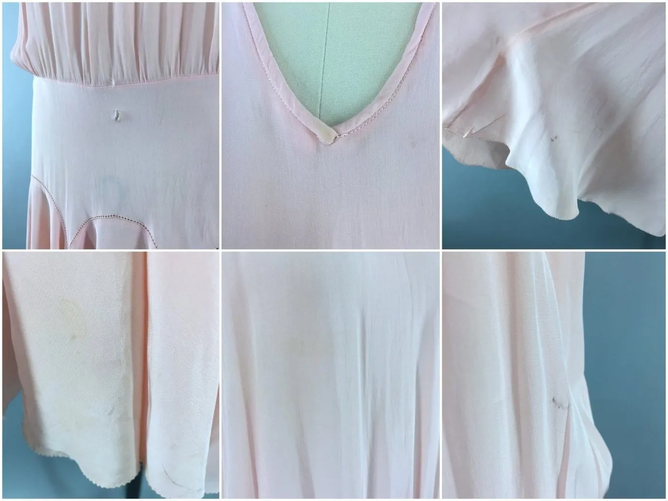 1920s Vintage Pastel Pink Silk Crepe Dress