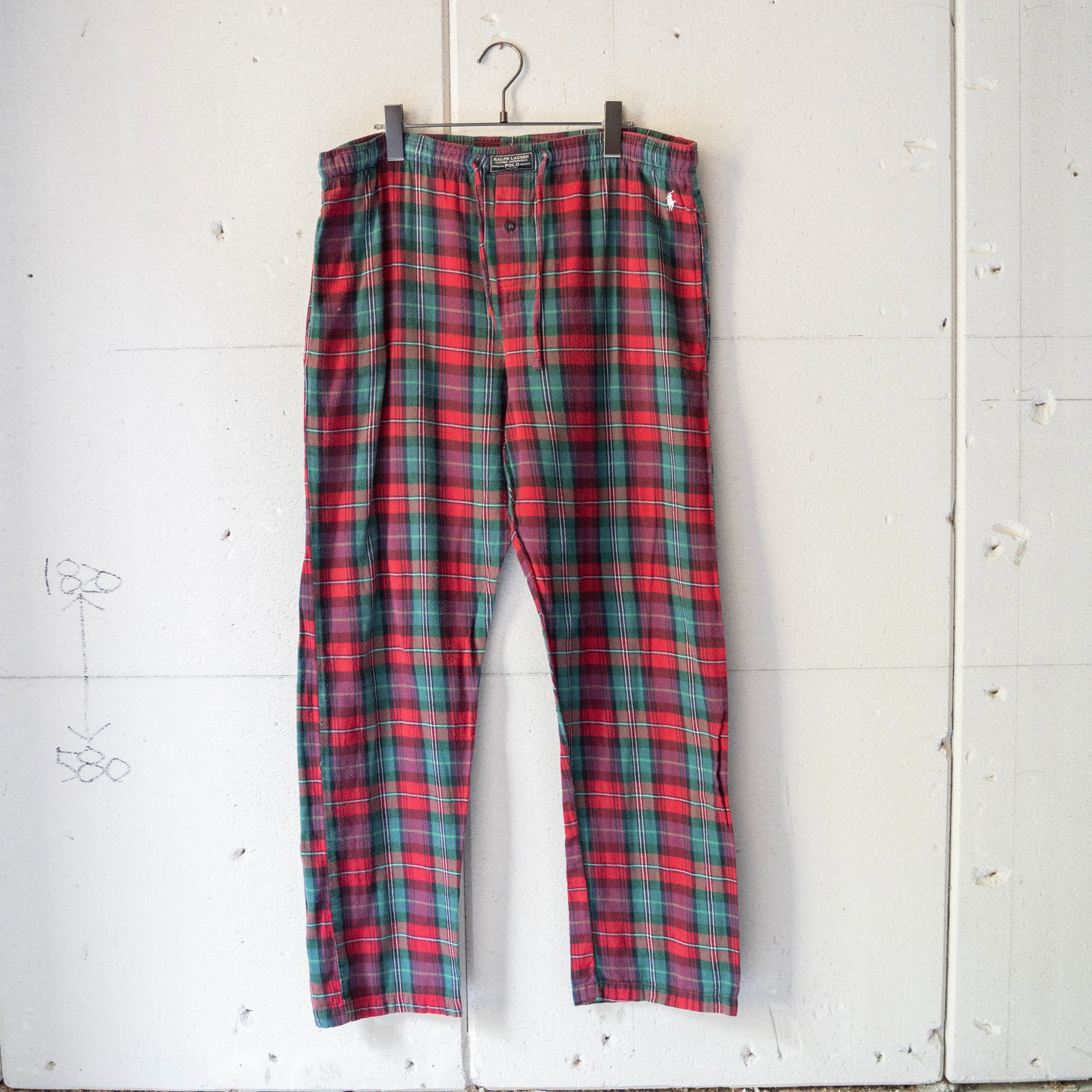 1990-00s 'POLO Ralph Lauren' red ×green tartan checked pajama pants