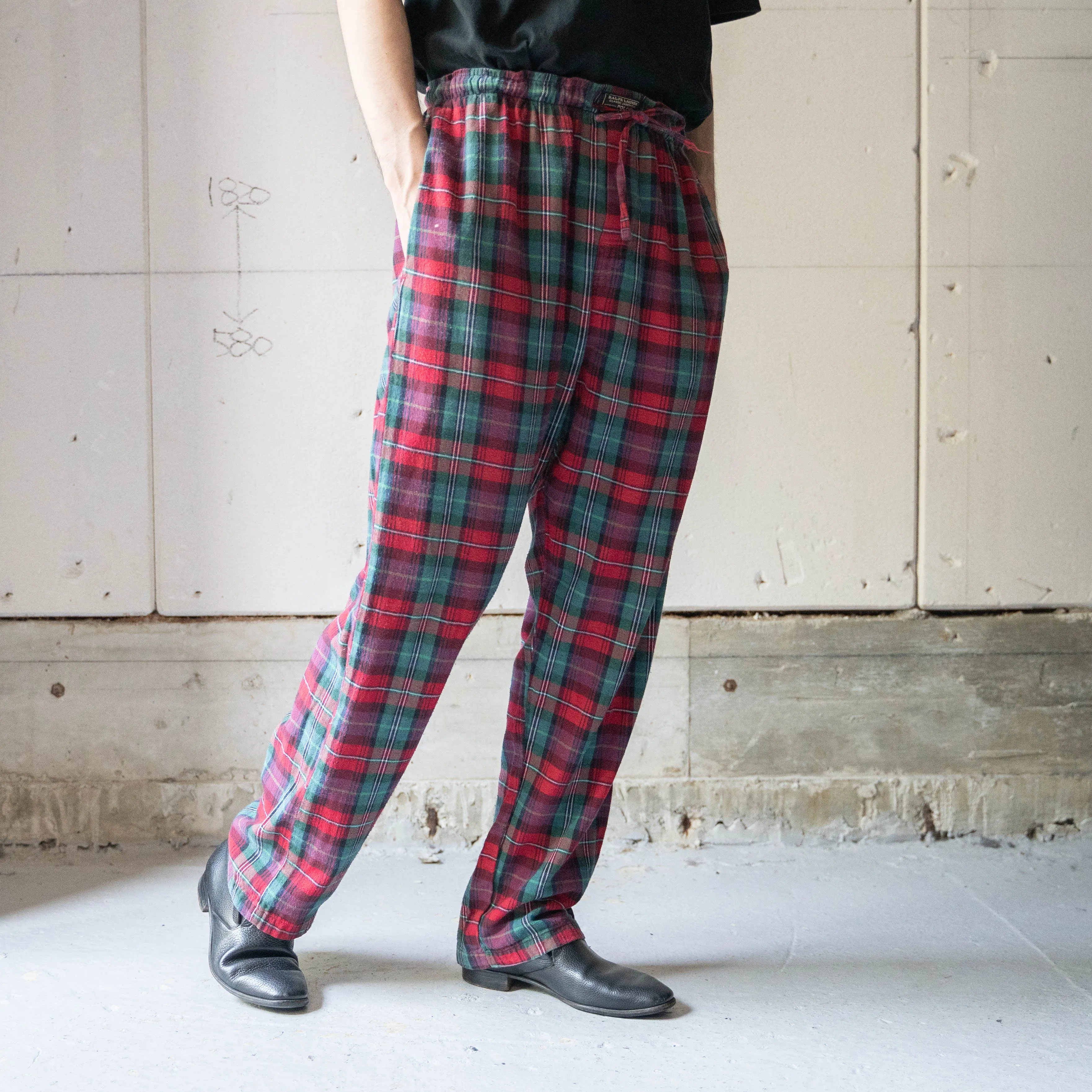 1990-00s 'POLO Ralph Lauren' red ×green tartan checked pajama pants