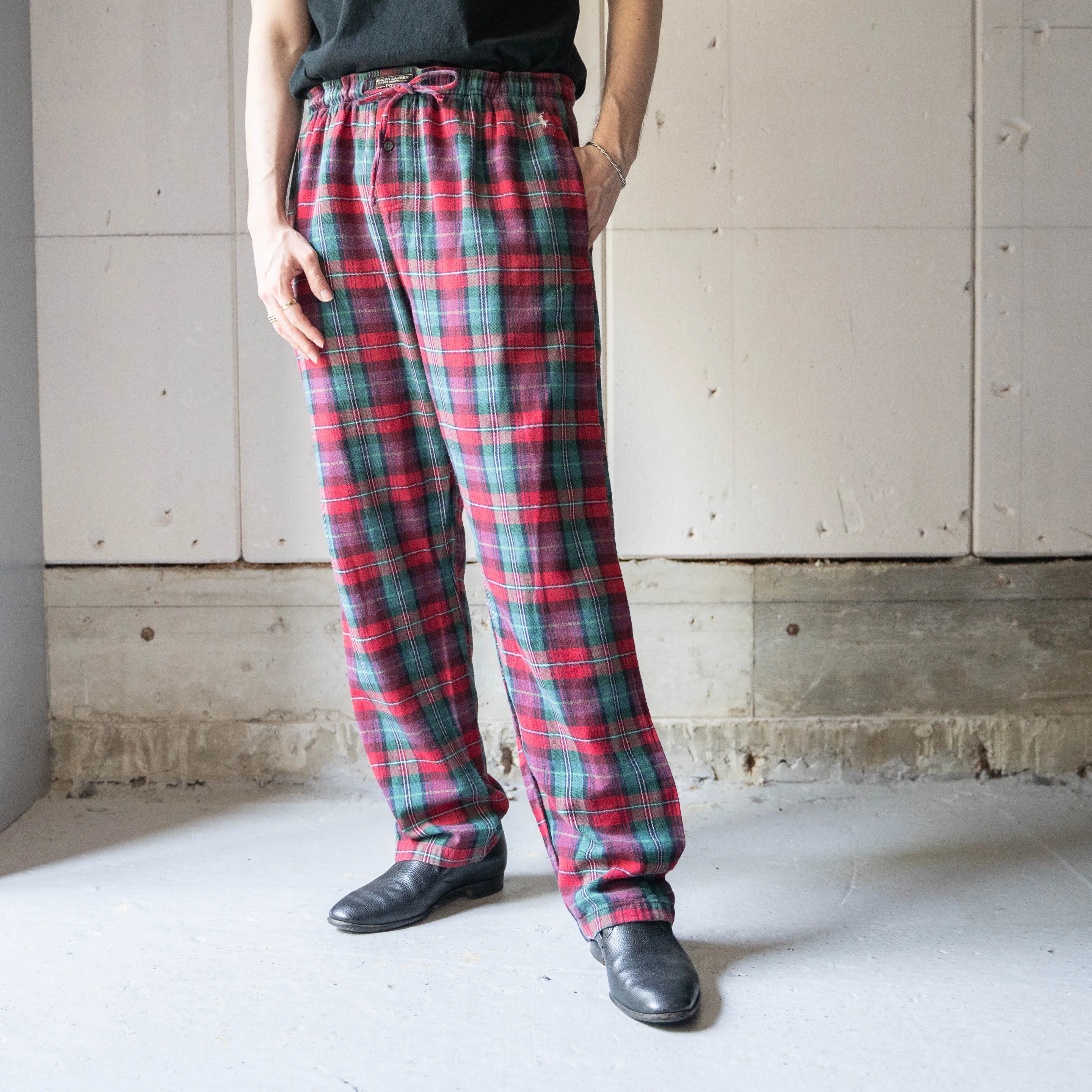 1990-00s 'POLO Ralph Lauren' red ×green tartan checked pajama pants