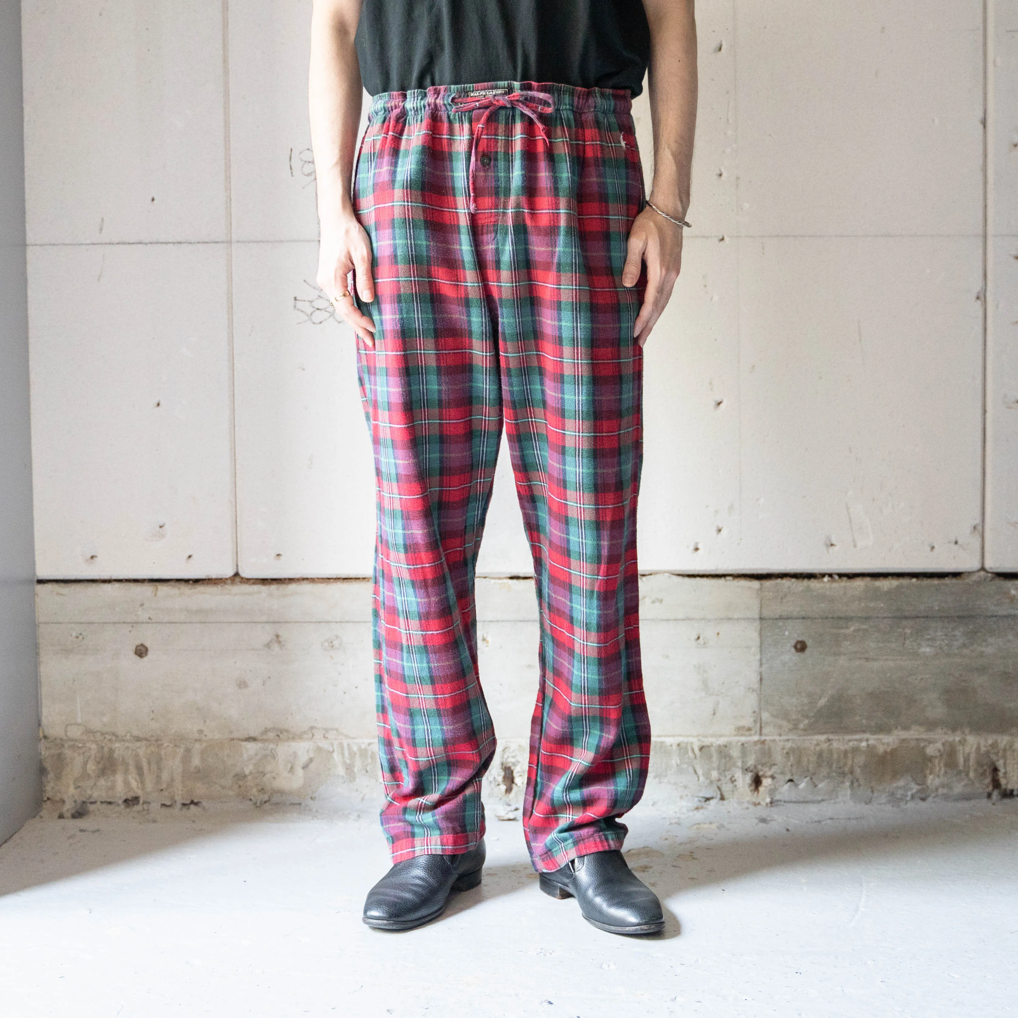 1990-00s 'POLO Ralph Lauren' red ×green tartan checked pajama pants