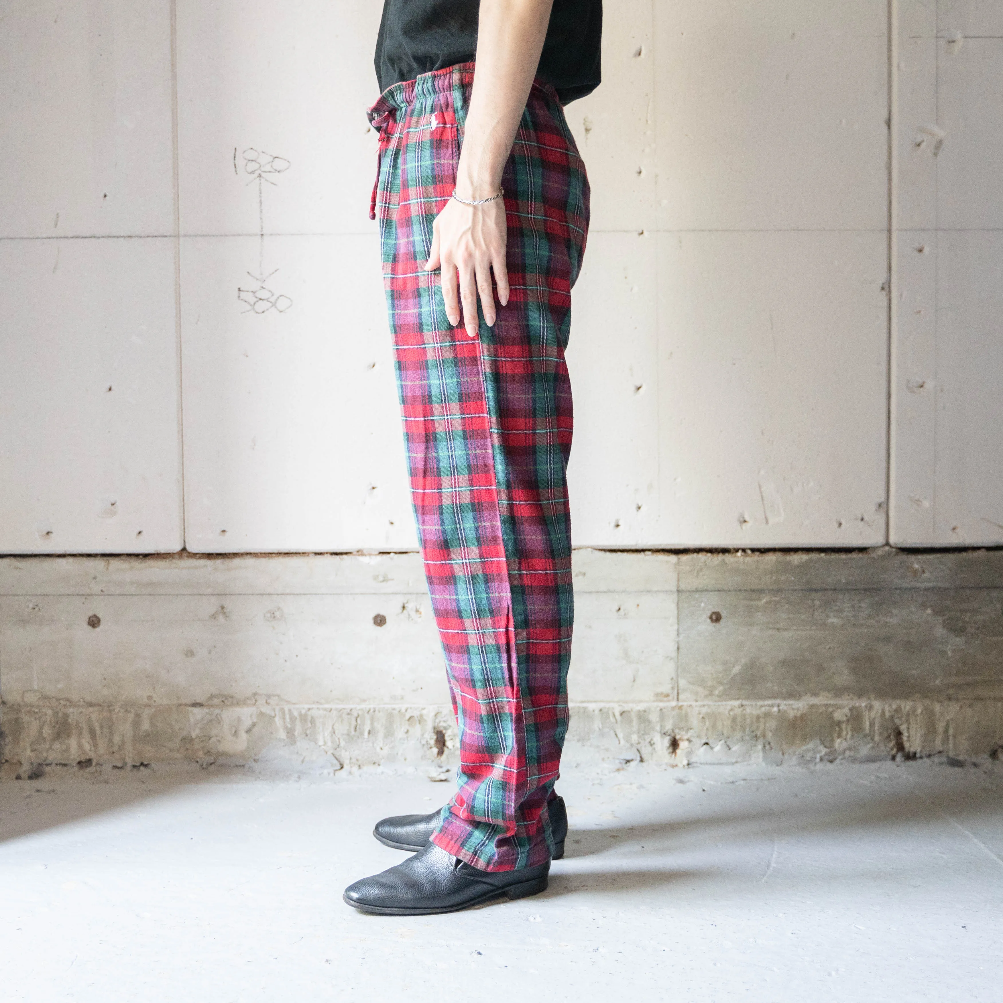 1990-00s 'POLO Ralph Lauren' red ×green tartan checked pajama pants