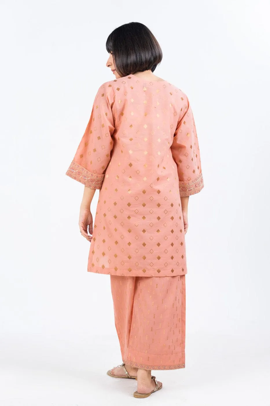 2 Pc Embroidered Jacquard Outfit