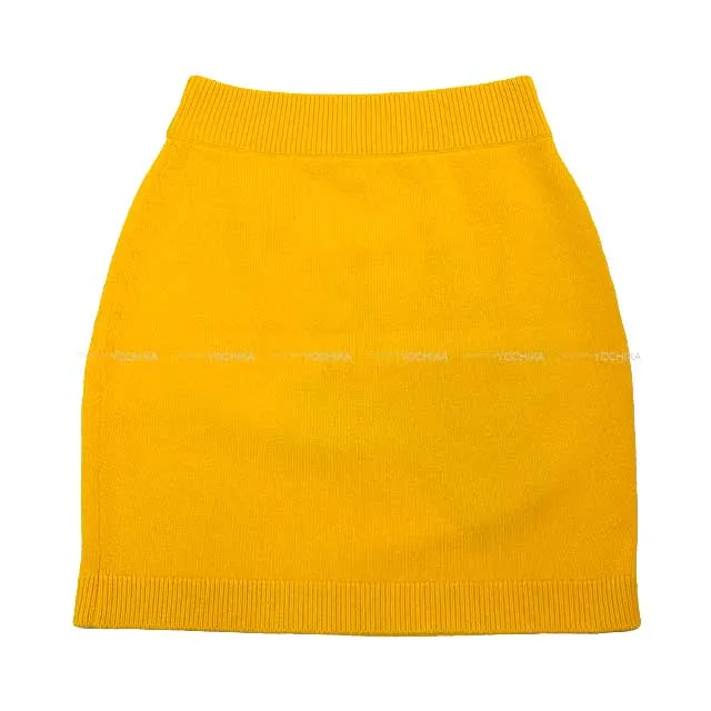 2024 SS NEW HERMES skirt Fannie Ice Cream Yellow Cashmere100% 38[BRAND NEW][Authentic]