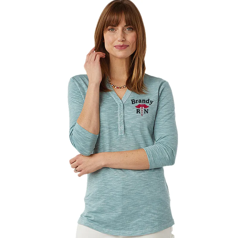 2143 | Women's Freetown Henley Personalized Nurse Tunic