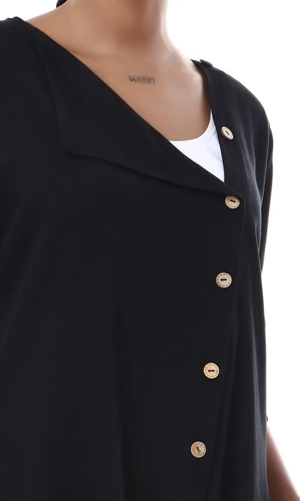 56759 New Design Buttoned Long Sleeves Black Shirt