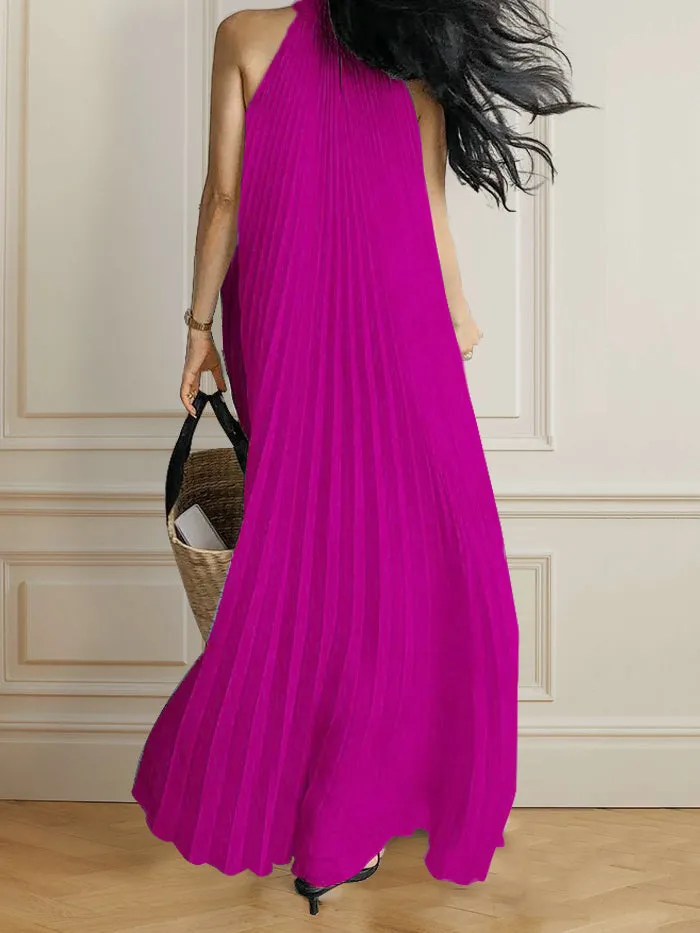 A-Line Loose Solid Color Modern Split-Joint V-Neck Maxi Dresses