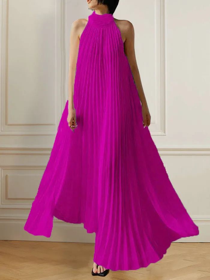 A-Line Loose Solid Color Modern Split-Joint V-Neck Maxi Dresses