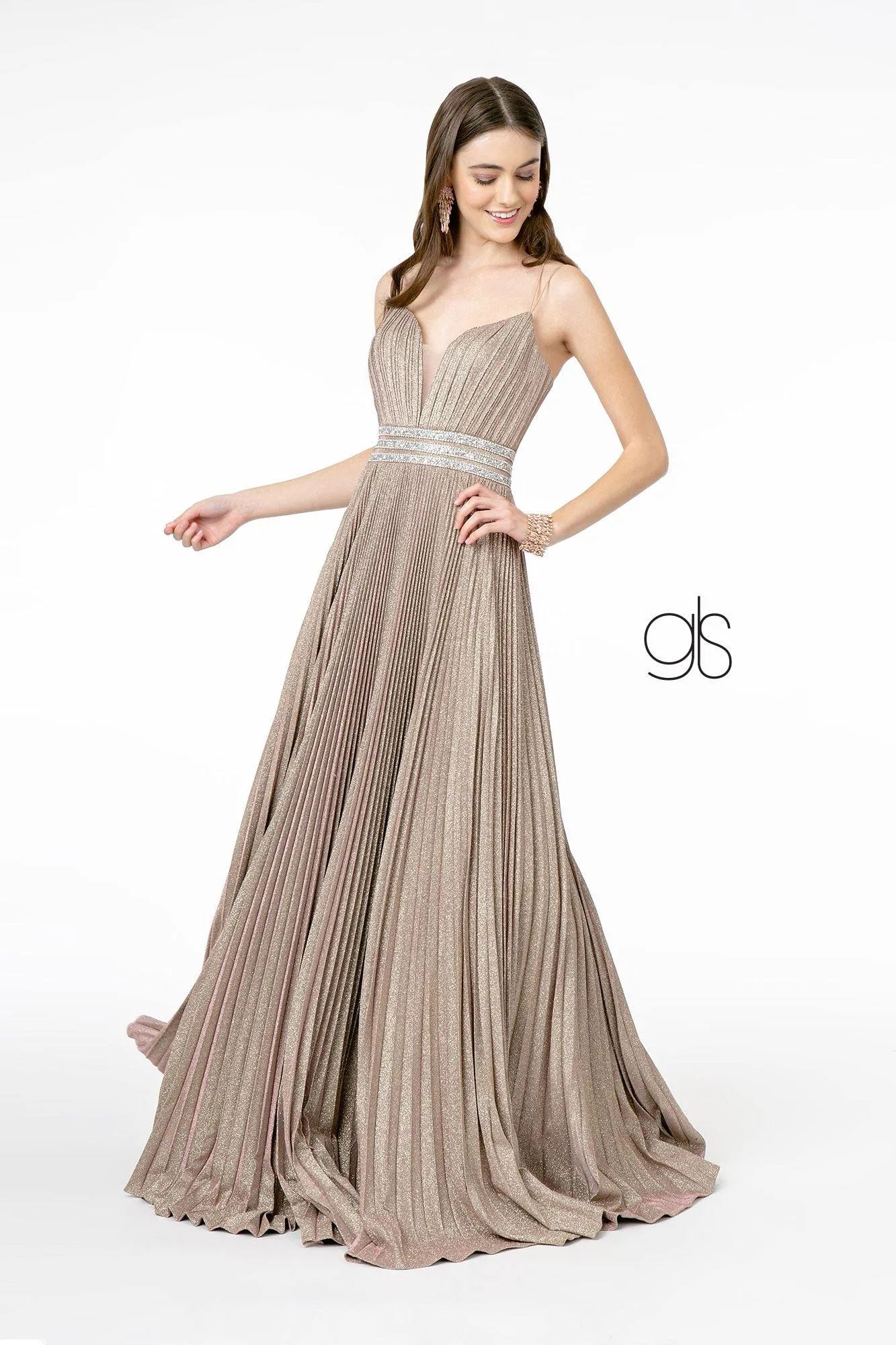 A-Line Pleated Long Prom Dress