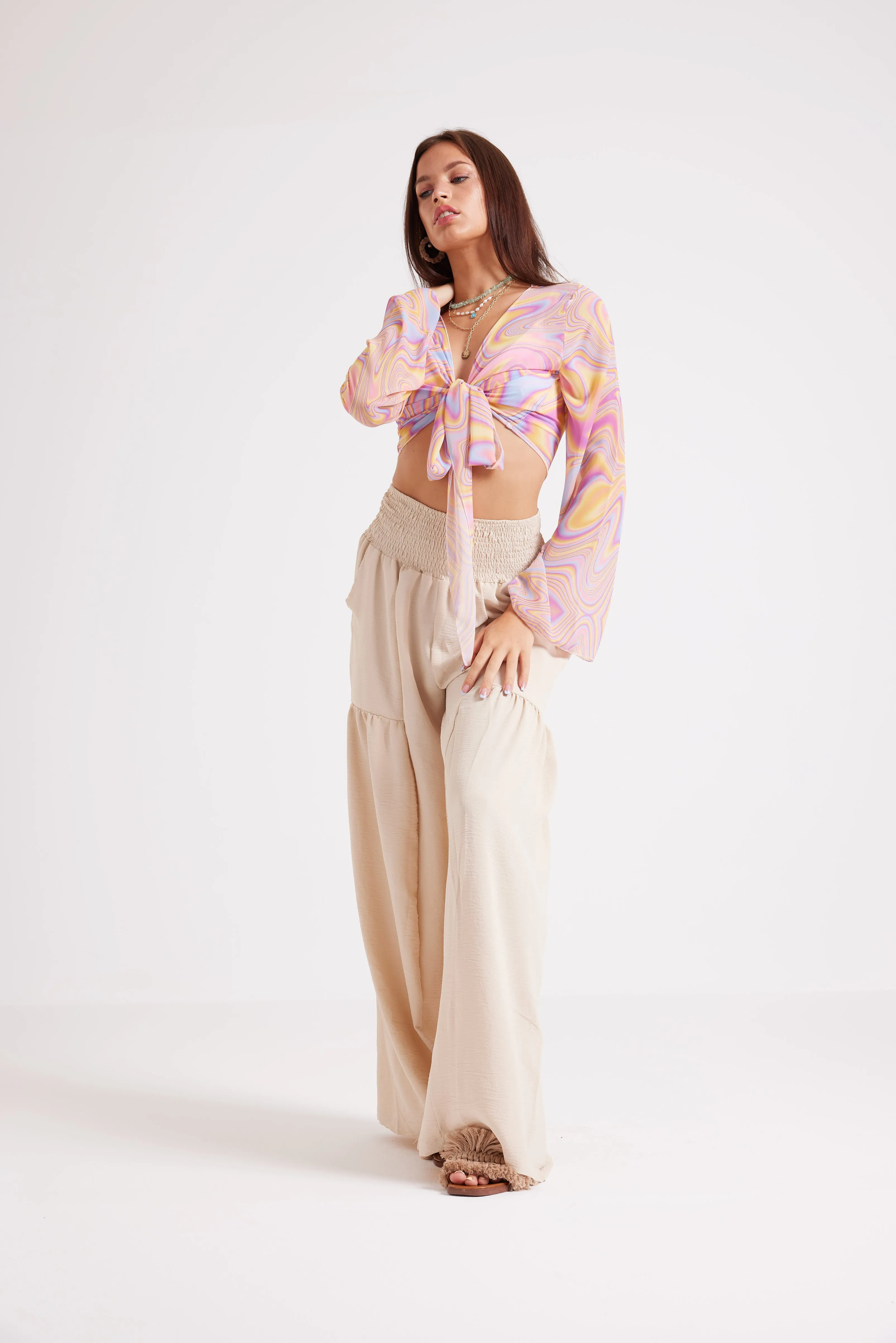 ABSTRACT TIE FRONT TOP