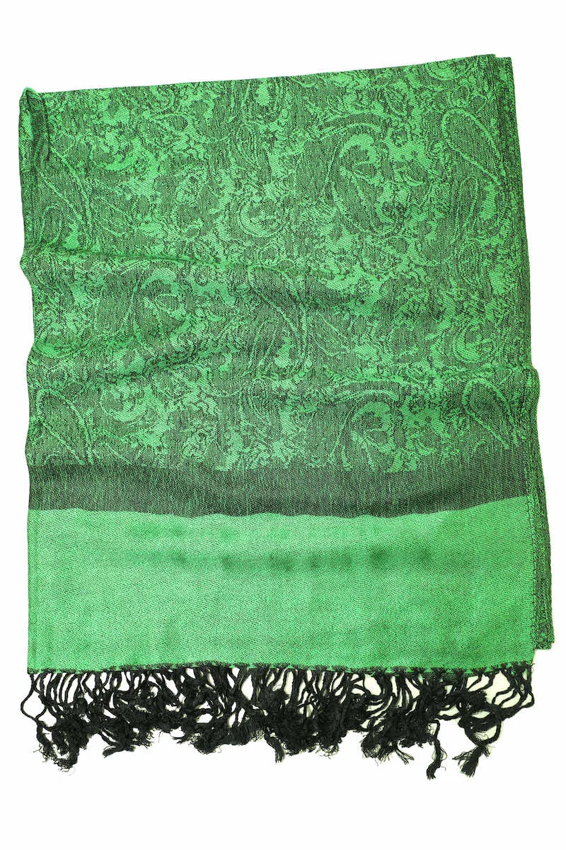 Achillea Kelly Green Jacquard Pashmina Scarf