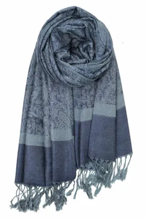 Achillea Navy Blue Jacquard Pashmina Scarf