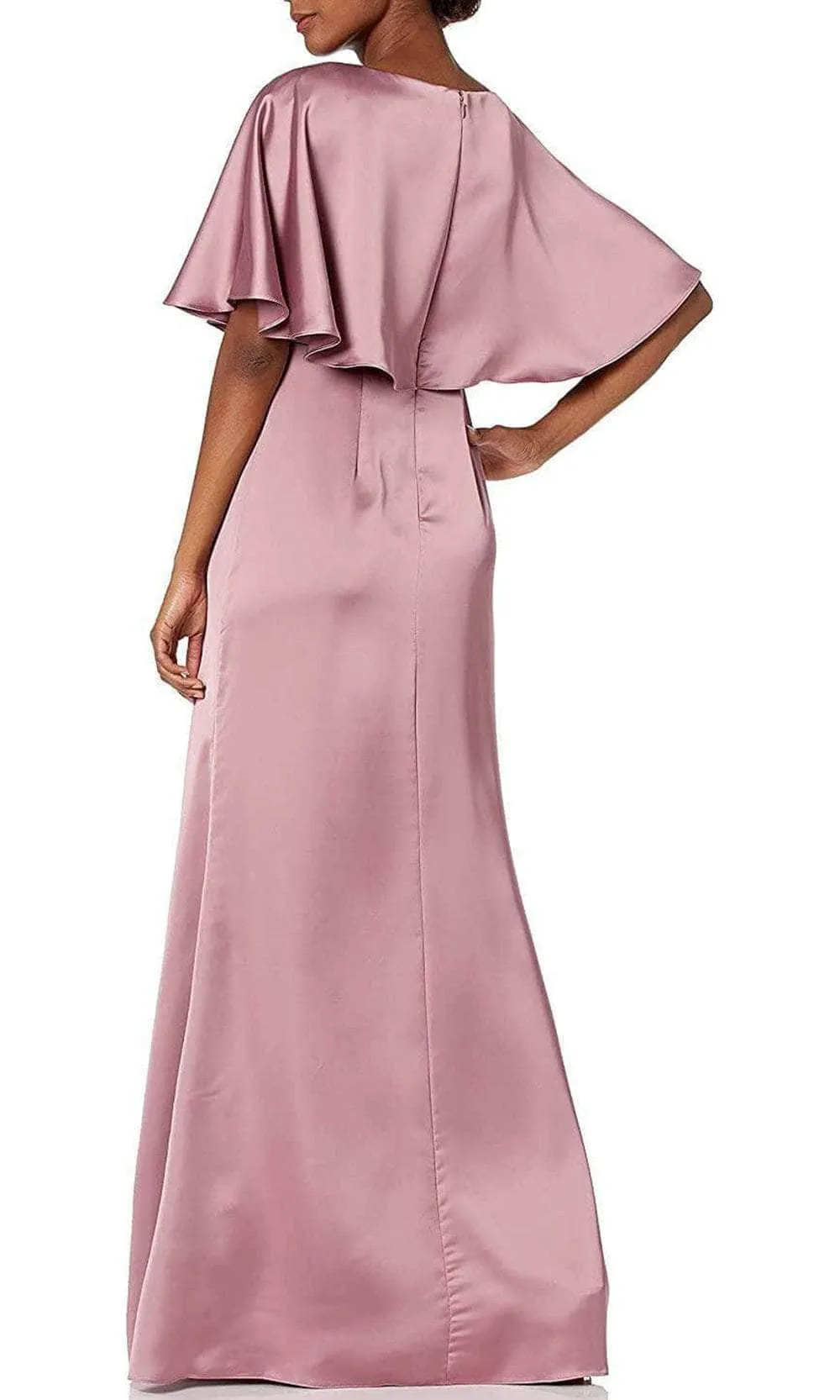 Adrianna Papell AP1E205725 - Cape Sleeved Long Satin Forma Dress