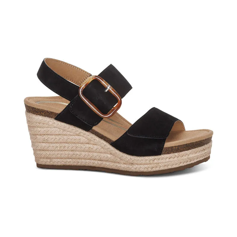 AETREX ASHLEY PLATFORM WEDGE SANDAL BLACK