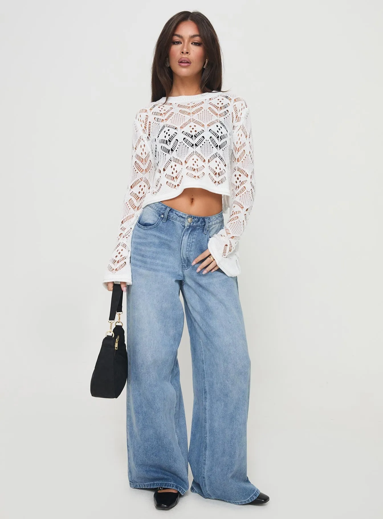 Aileen Crochet Sweater White