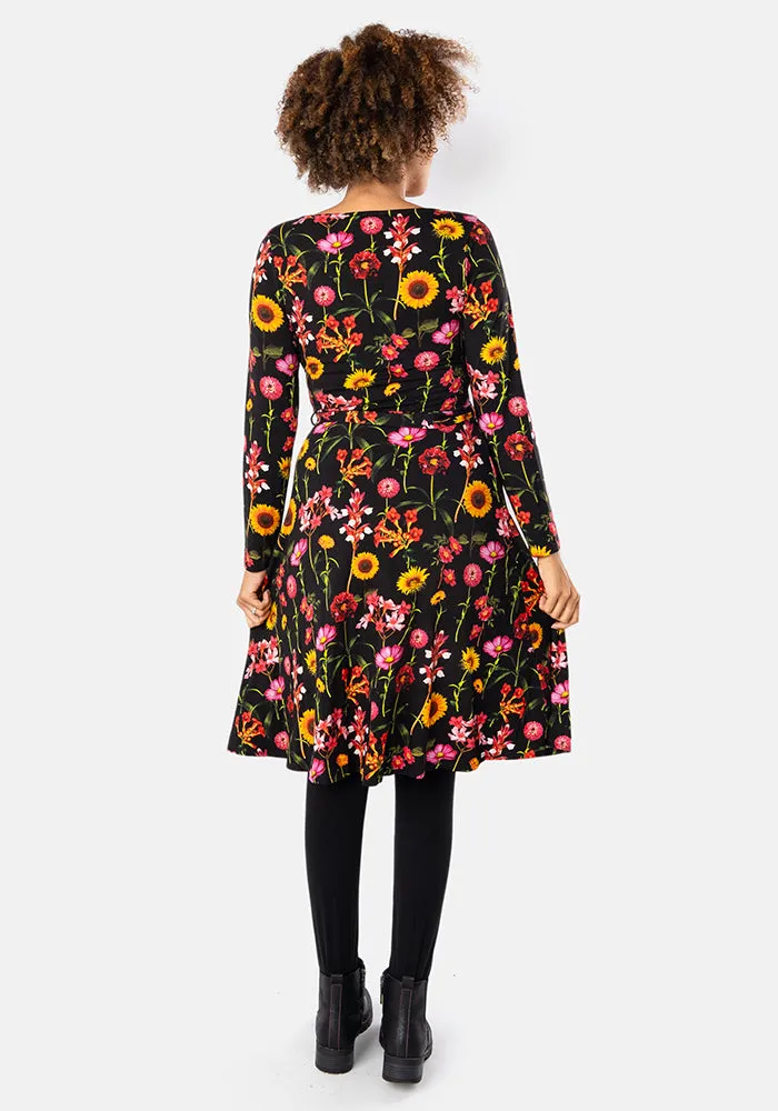 Alaine Sunflower Print Viscose Dress