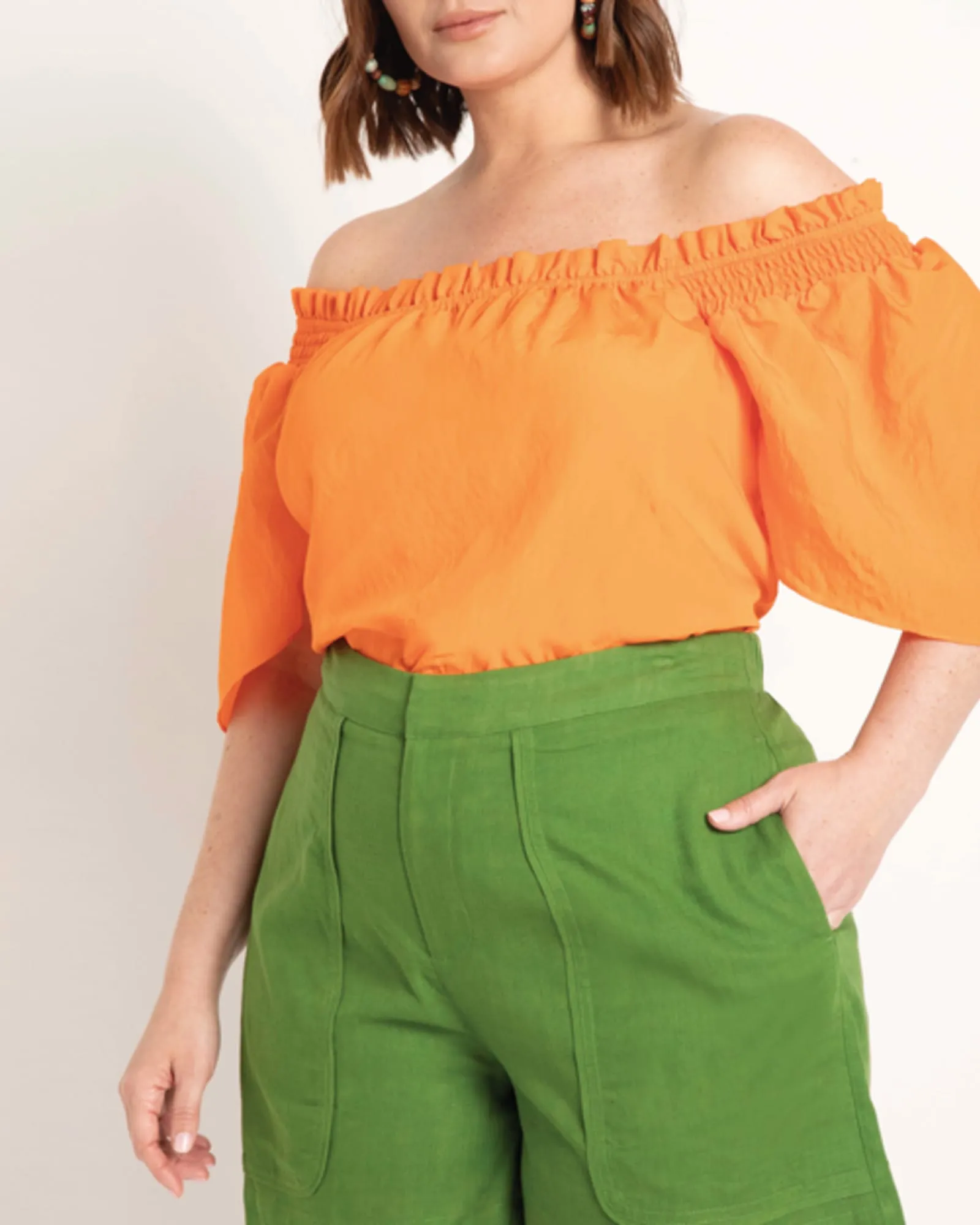 Alexa Flutter Sleeve Blouse | Exotic Orange