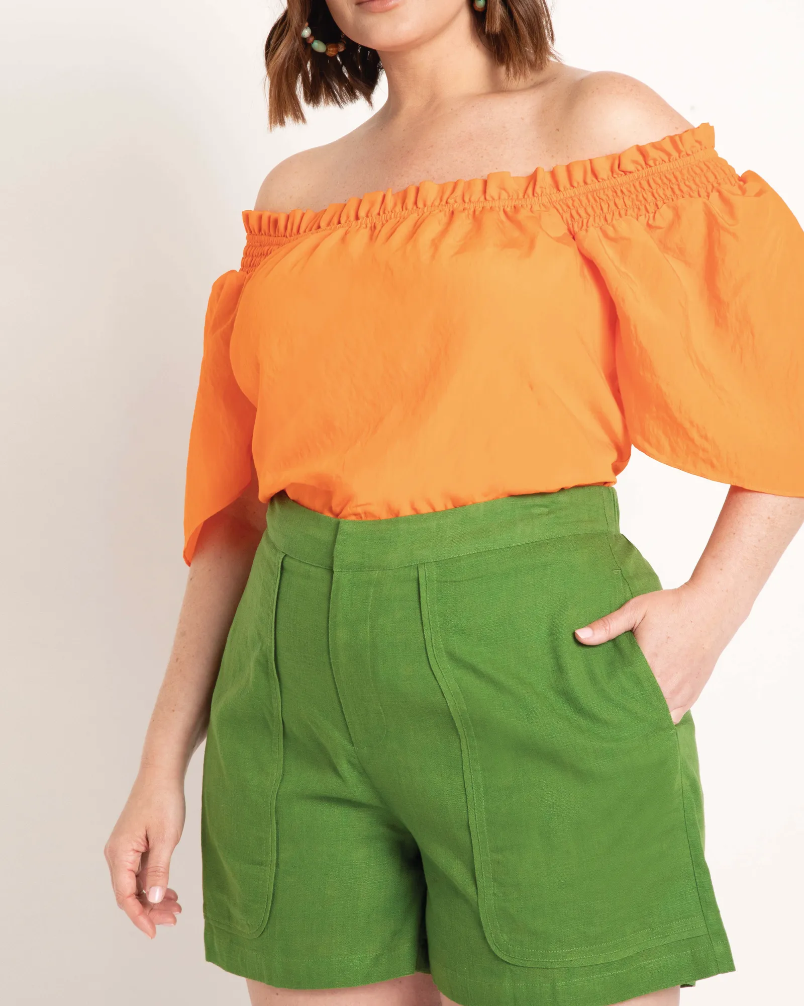 Alexa Flutter Sleeve Blouse | Exotic Orange