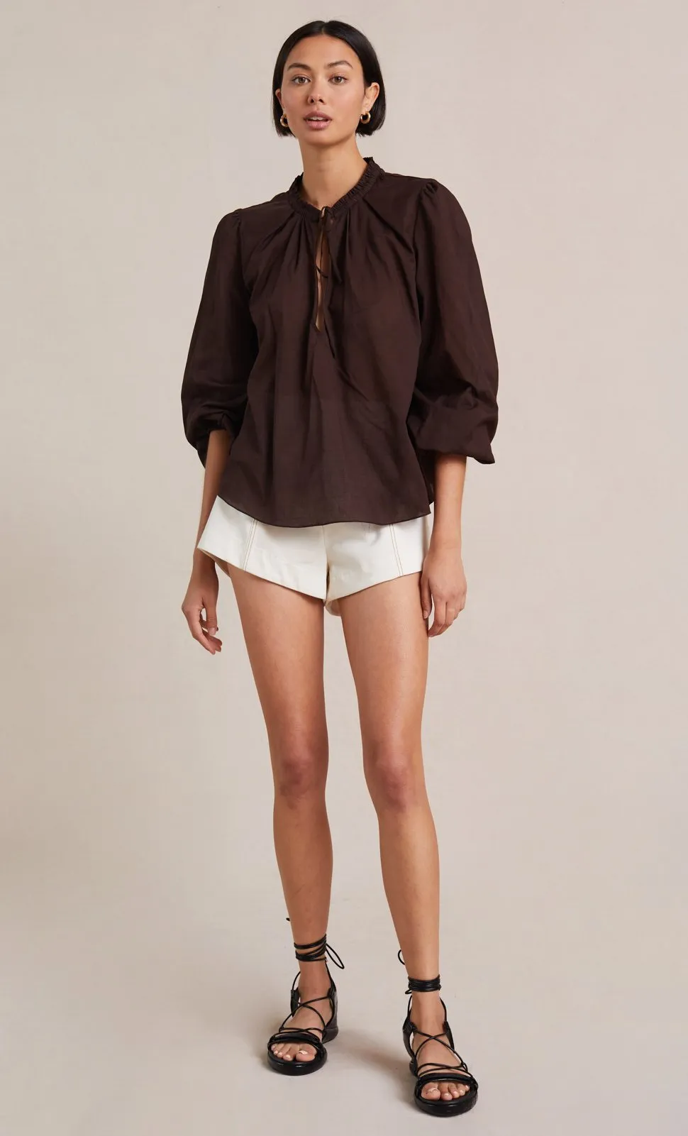 Alexandra Long Sleeve Blouse- Chocolate