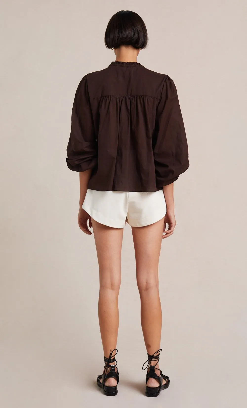 Alexandra Long Sleeve Blouse- Chocolate