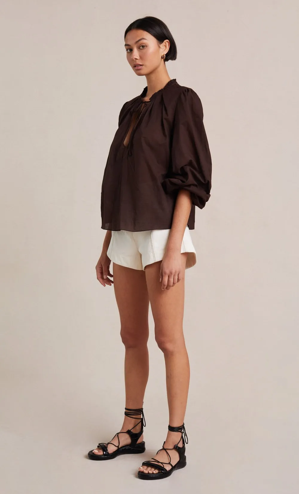 Alexandra Long Sleeve Blouse- Chocolate