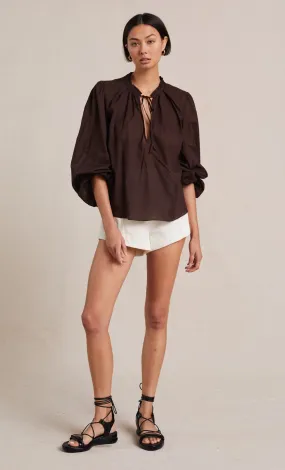 Alexandra Long Sleeve Blouse- Chocolate