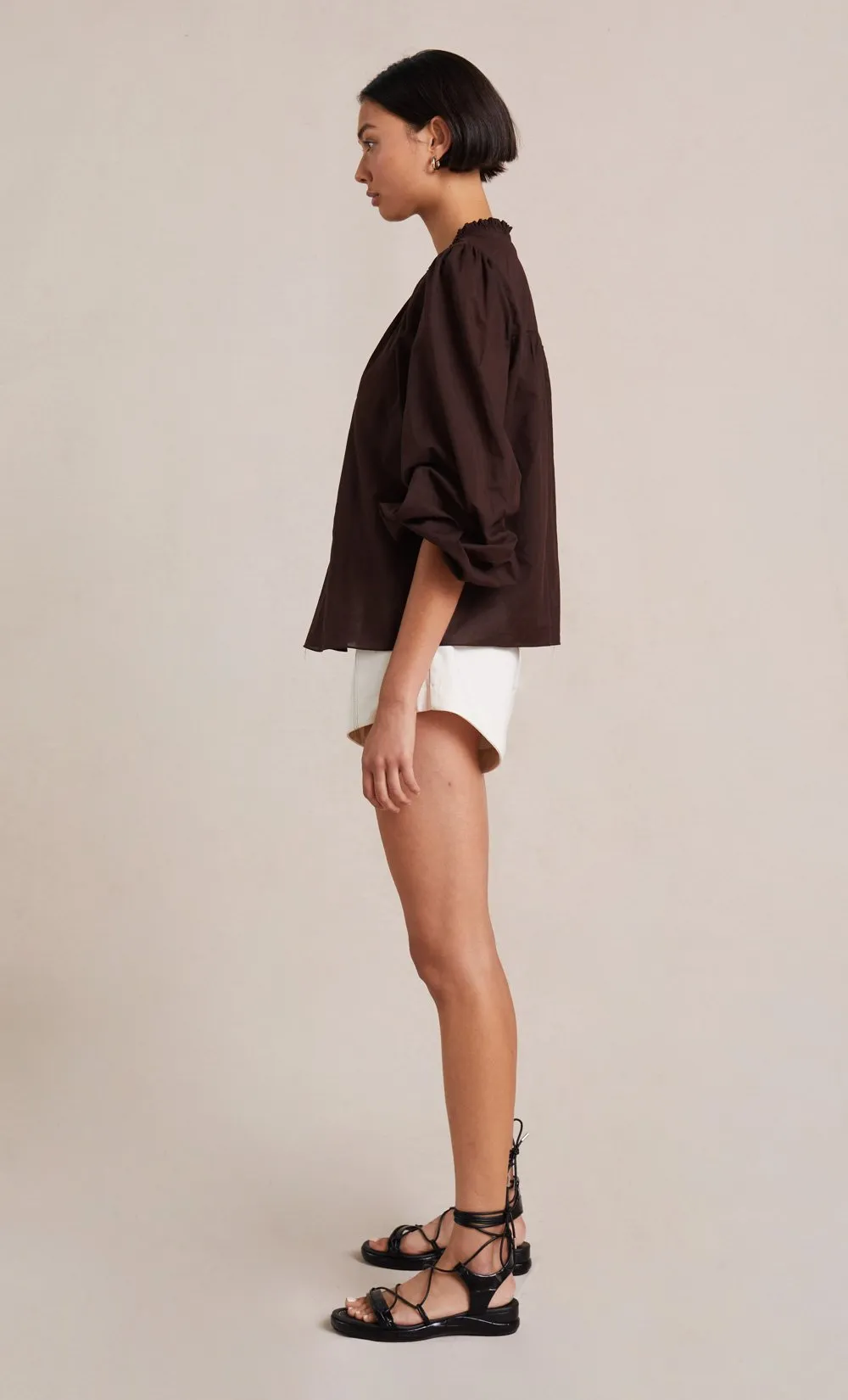 Alexandra Long Sleeve Blouse- Chocolate