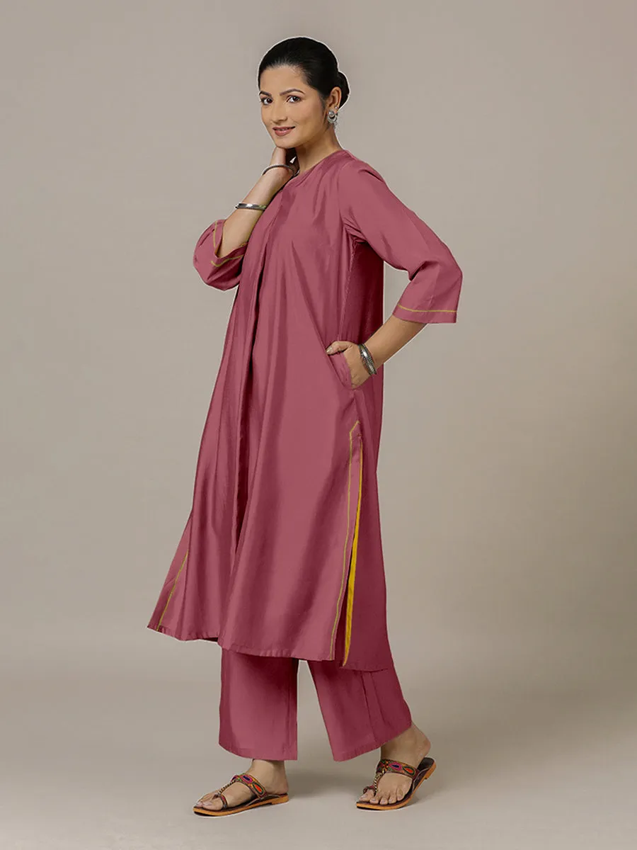 Alisha x Rozaana | A Line Kurta in Rose Pink with Thread Work | Coords or Only Kurta