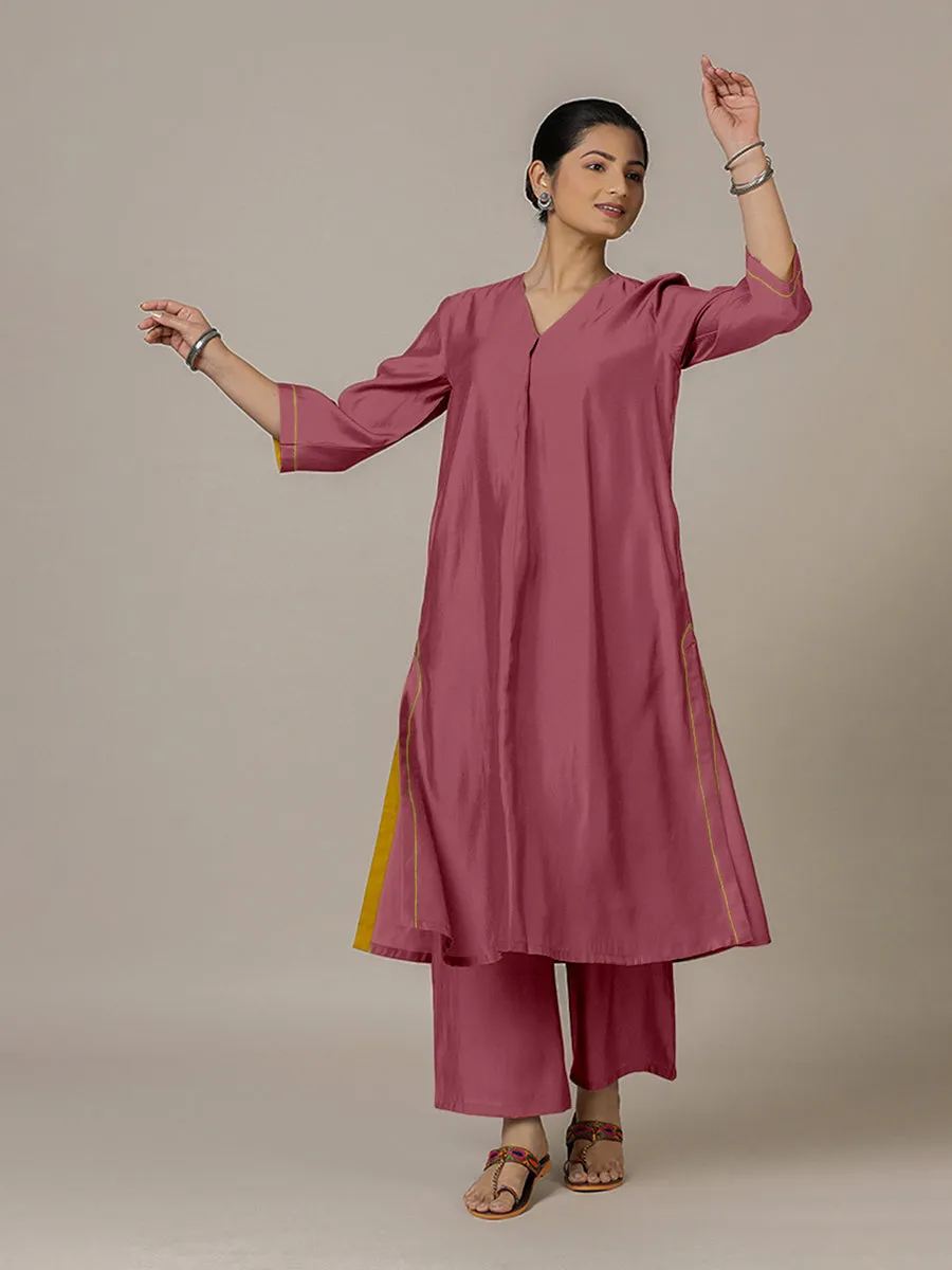 Alisha x Rozaana | A Line Kurta in Rose Pink with Thread Work | Coords or Only Kurta