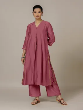 Alisha x Rozaana | A Line Kurta in Rose Pink with Thread Work | Coords or Only Kurta