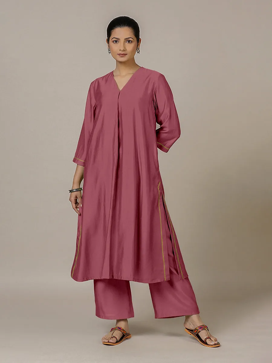 Alisha x Rozaana | A Line Kurta in Rose Pink with Thread Work | Coords or Only Kurta