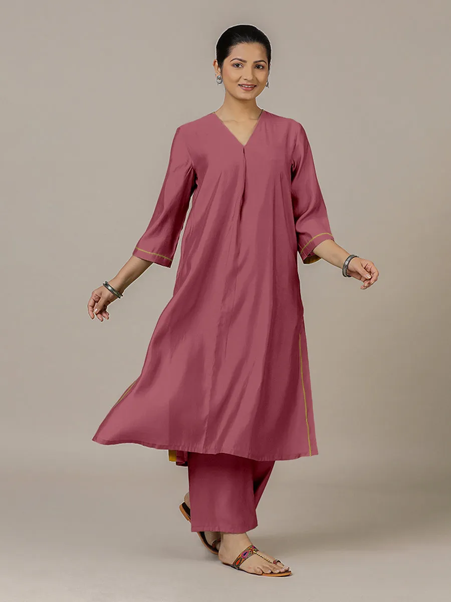 Alisha x Rozaana | A Line Kurta in Rose Pink with Thread Work | Coords or Only Kurta